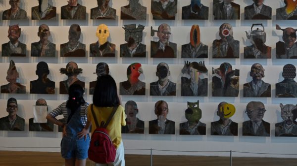 The Indonesian artists satirical self portraits are presented to the public